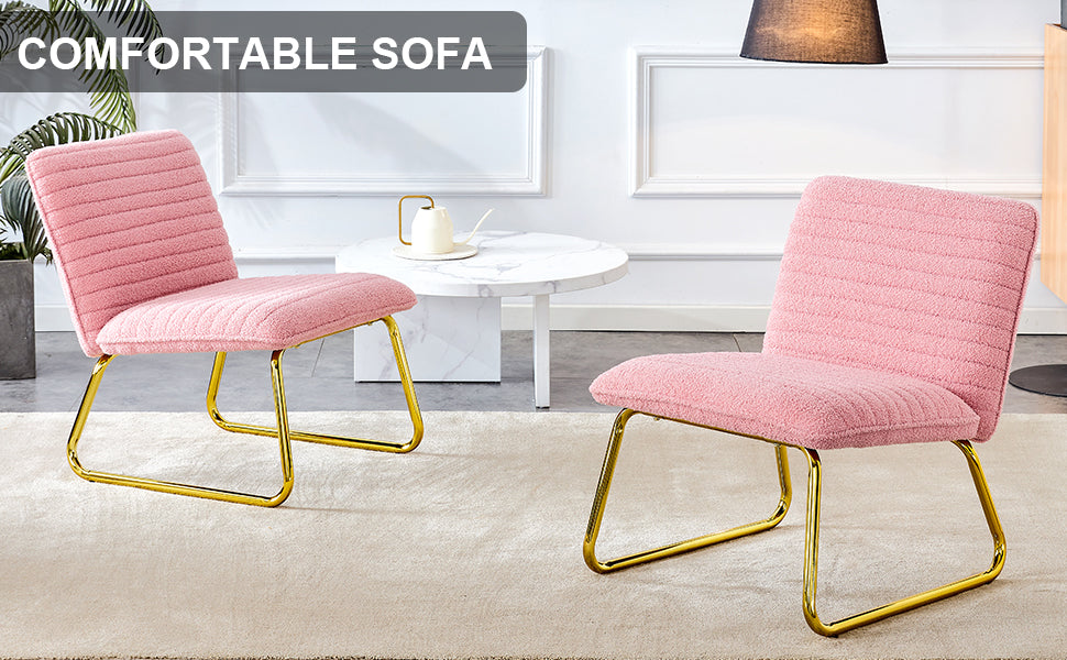 Blush Fabric Accent Chair – Gold Legs