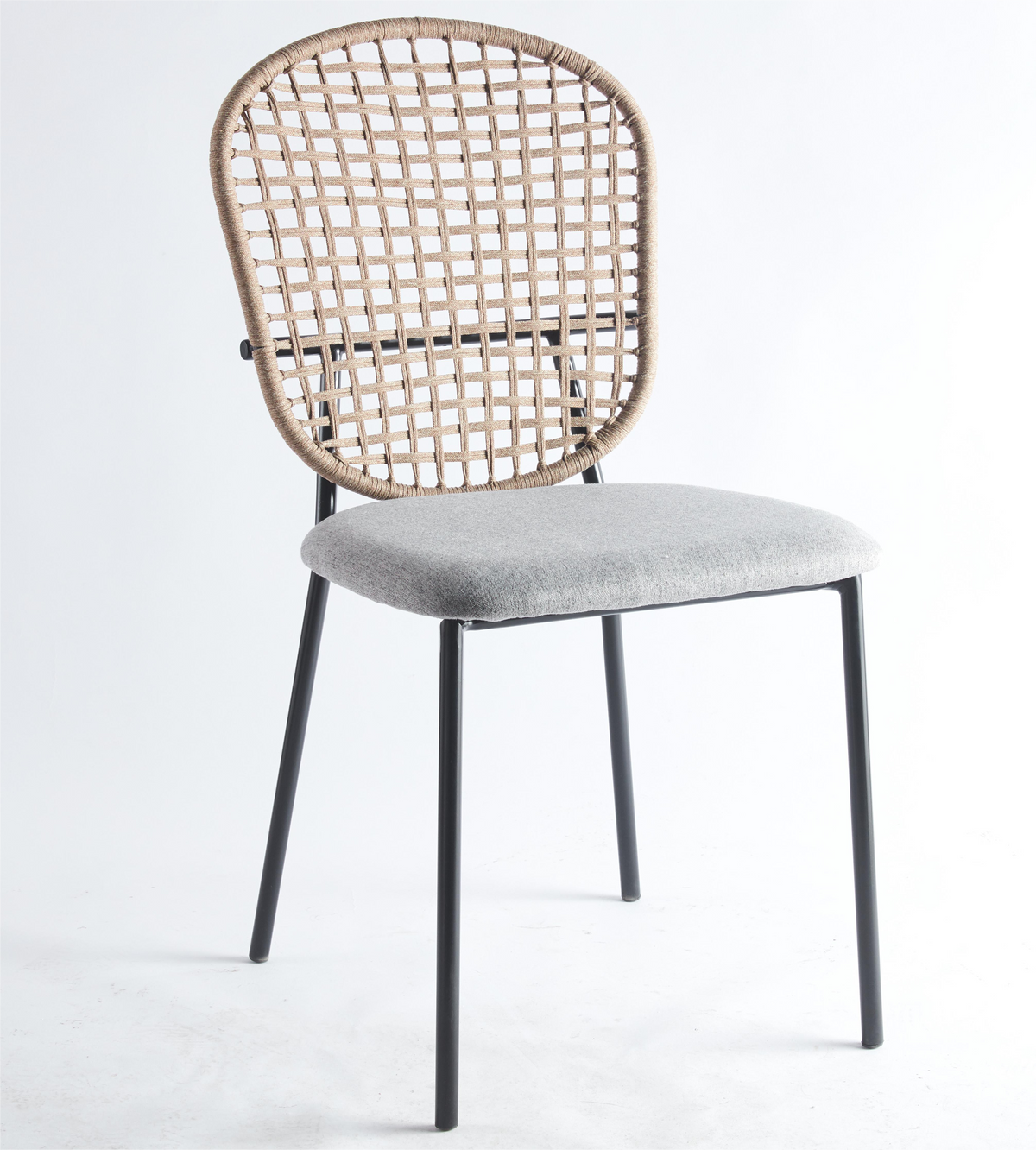 Black & Gray Woven Dining Chair Set (4 pcs)