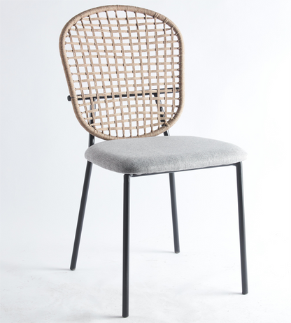 Black & Gray Woven Dining Chair Set (4 pcs)