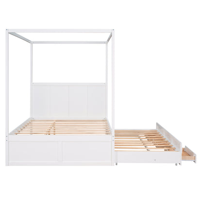 Queen Canopy Bed White
