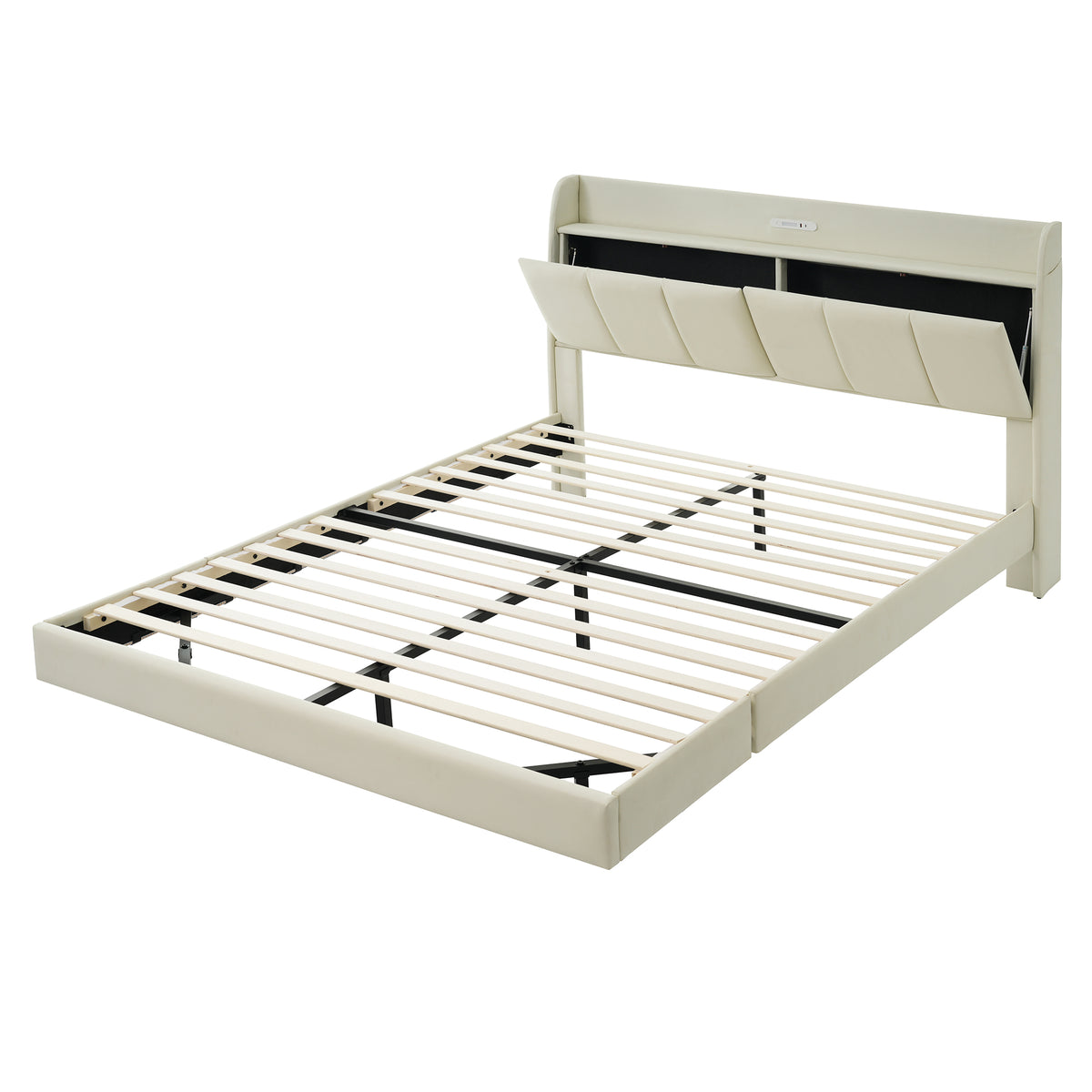 Platform Bed with Sensor Light and USB Beige