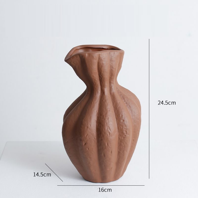 Earth Brown Pottery Display Vase Accent