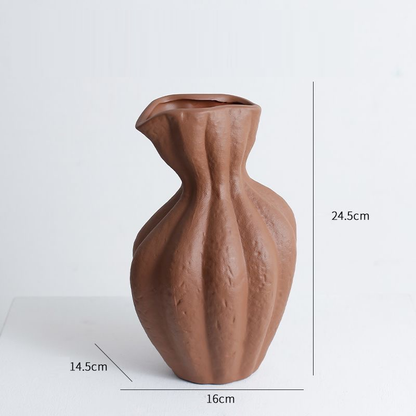 Earth Brown Pottery Display Vase Accent