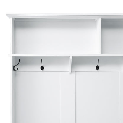 Modern Hall Tree with Drawers White