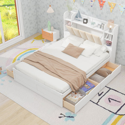 Wood Queen Platform Bed White
