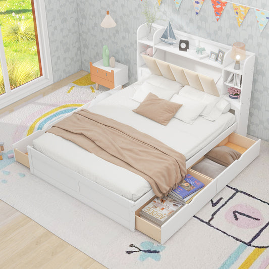 Wood Queen Platform Bed White