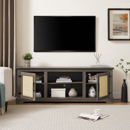 Rattan TV Stand Gray