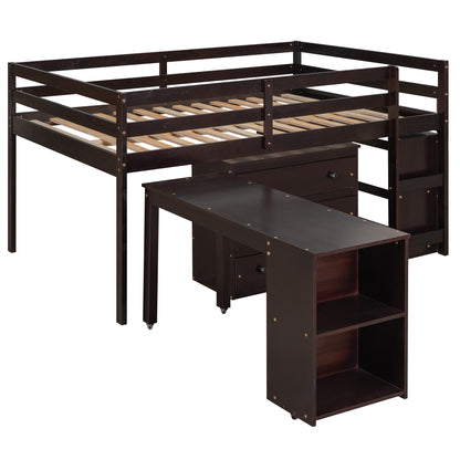 Full Loft Bed with Cabinet Espresso