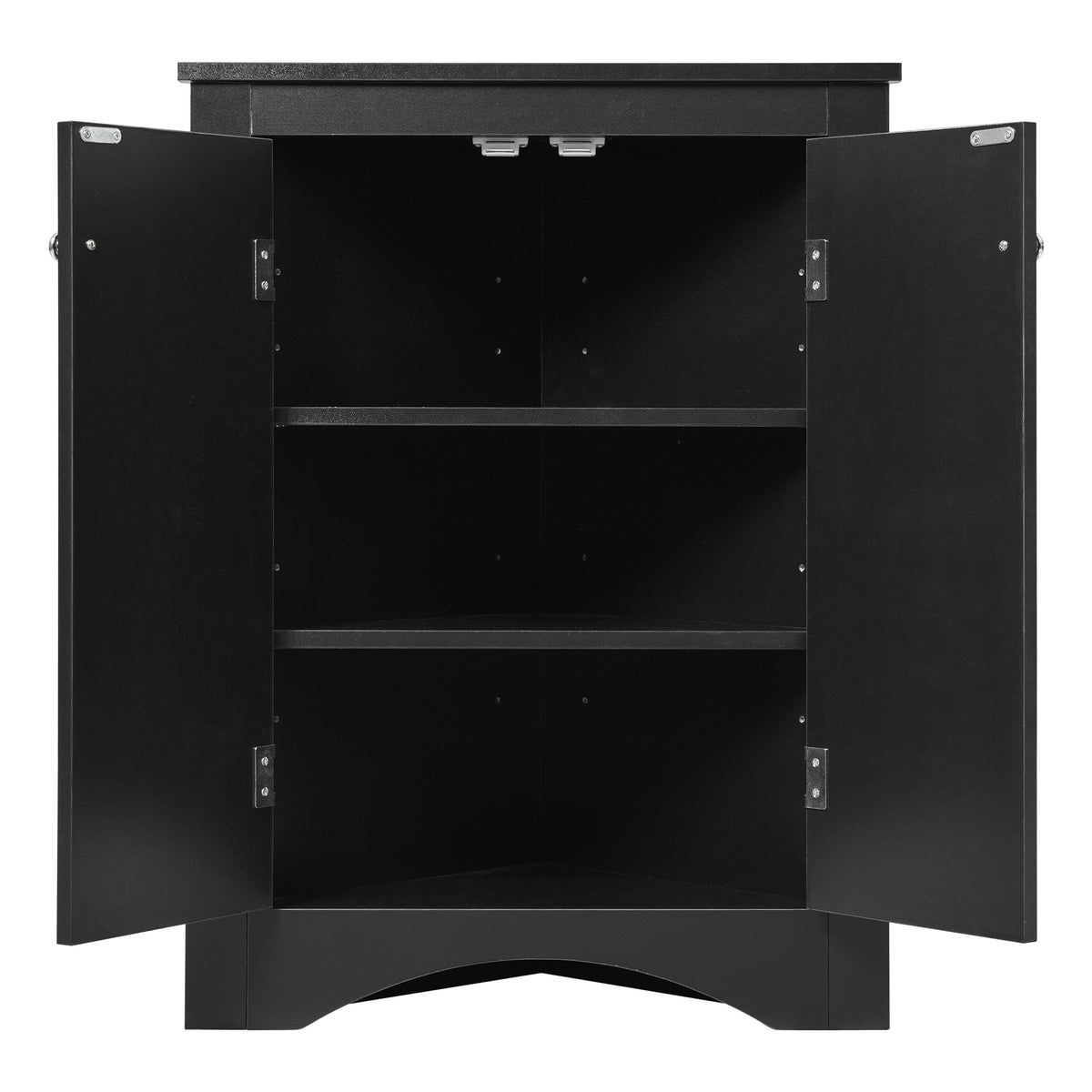 Black Corner Bathroom Cabinet with Shelves