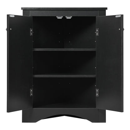 Black Corner Bathroom Cabinet with Shelves