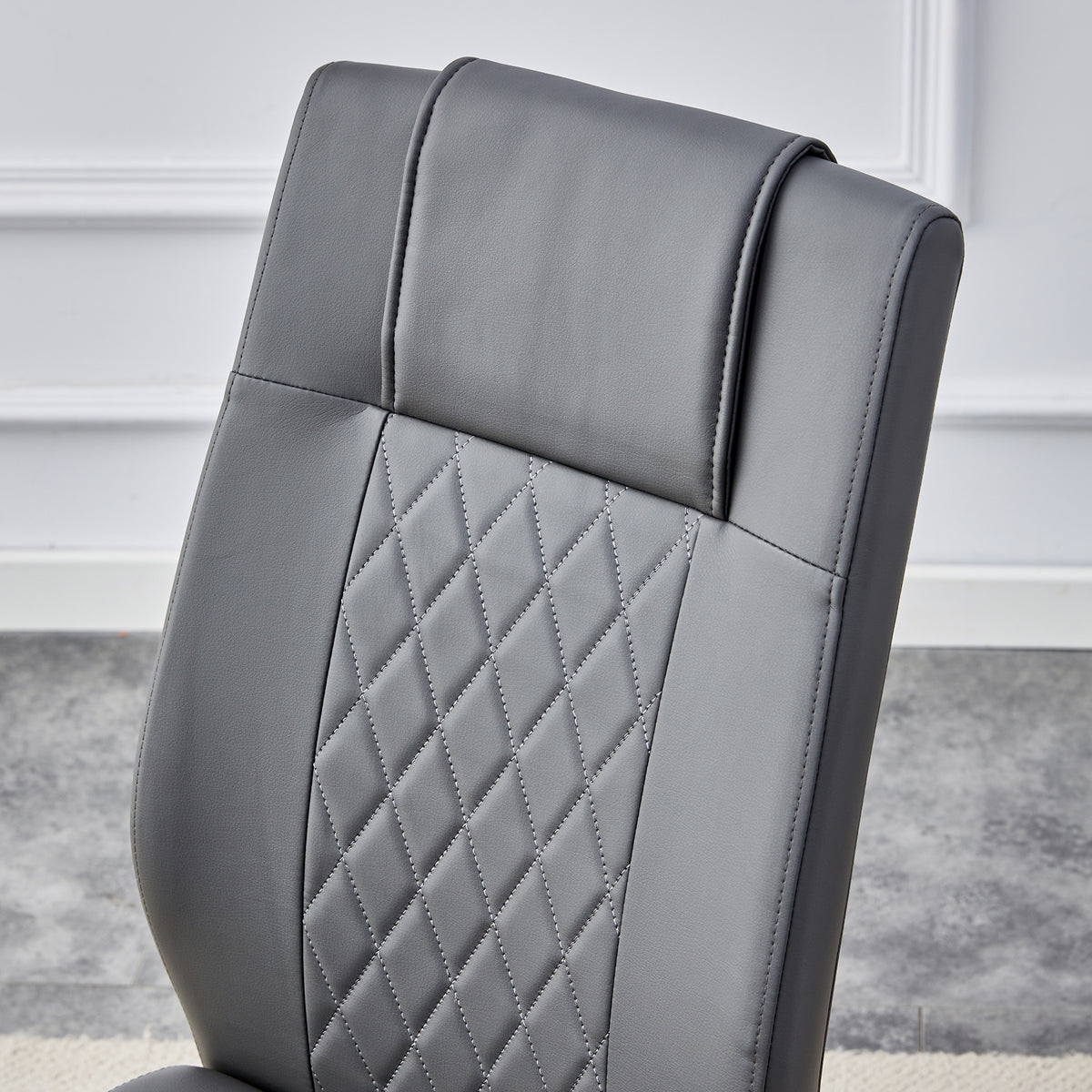 Faux Leather Dining Chairs Set of 4 Gray