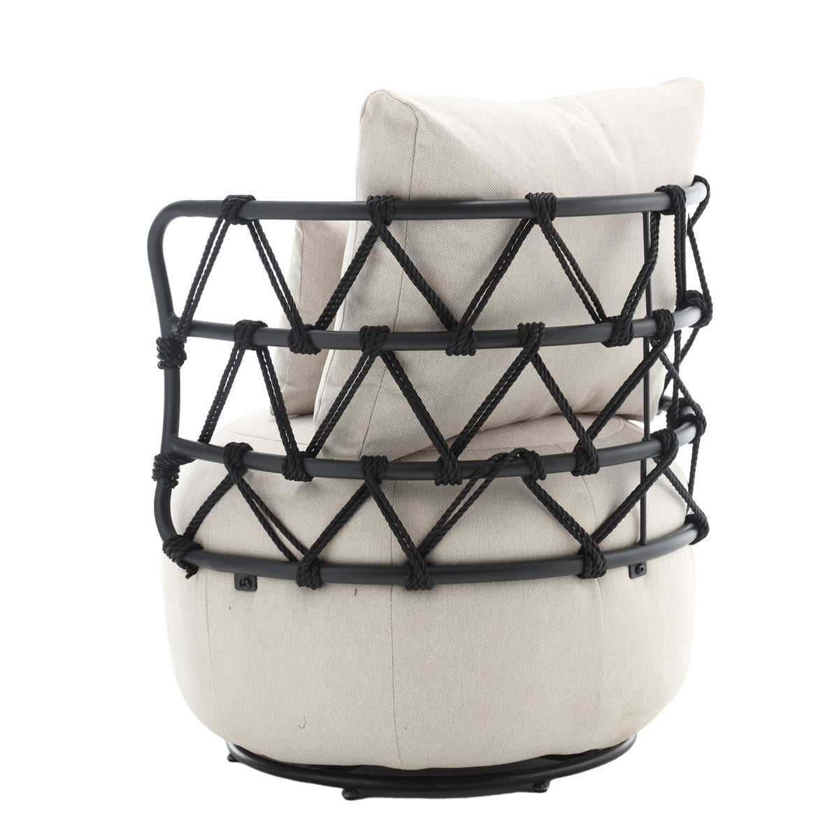 Tufted Linen Accent Chair – Metal Stand