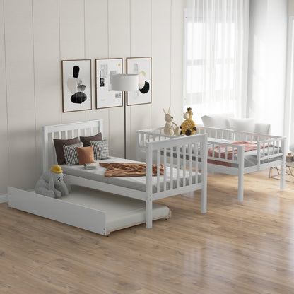 Twin Bunk Bed with Trundle White