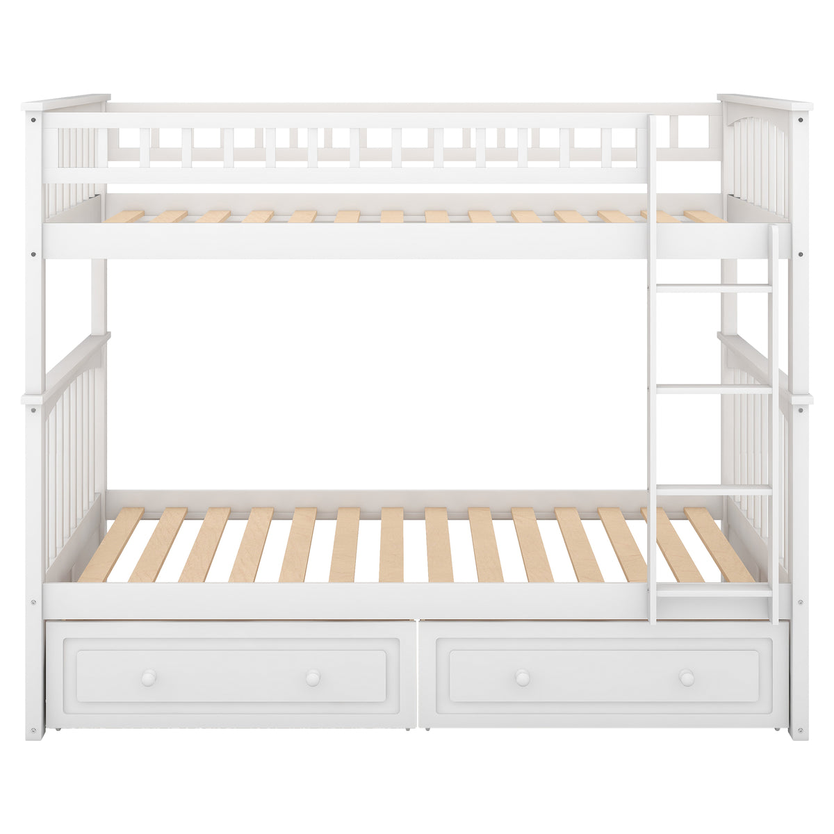 Twin Bunk Bed with Drawers White