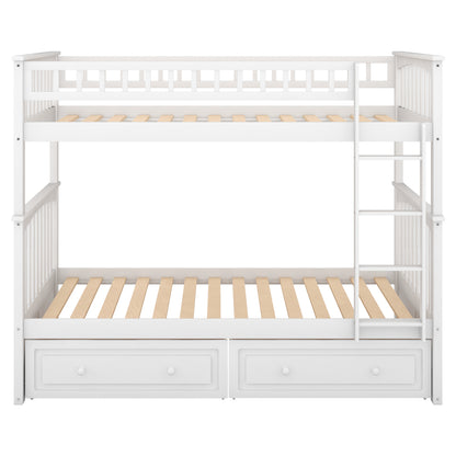Twin Bunk Bed with Drawers White