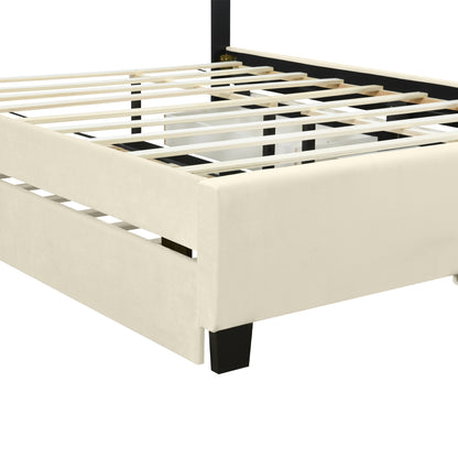 Queen Upholstered Bed Beige