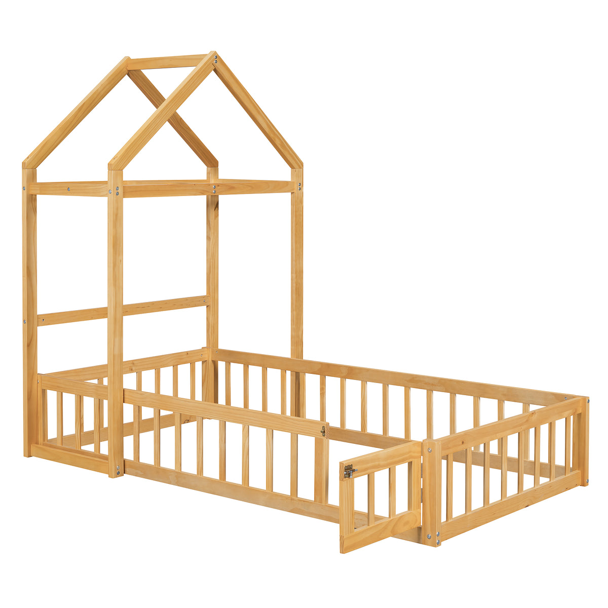 Twin Children’s Bed with Rack Natural