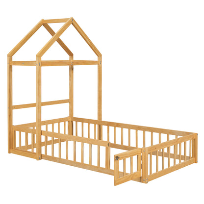 Twin Children’s Bed with Rack Natural
