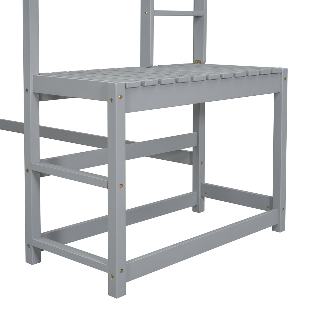 Twin Loft Bed with Ladder Gray