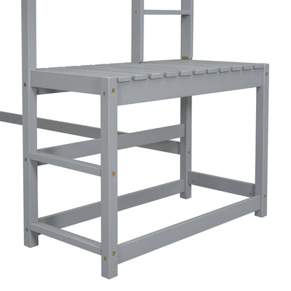 Twin Loft Bed with Ladder Gray