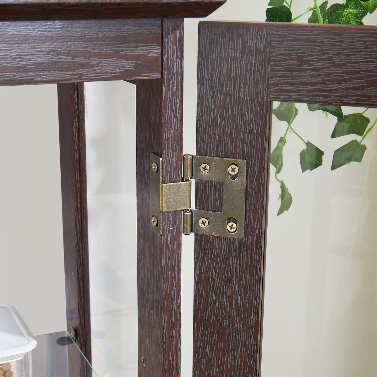 Dual Door Curio Display Cabinet with LED Lights Cherry