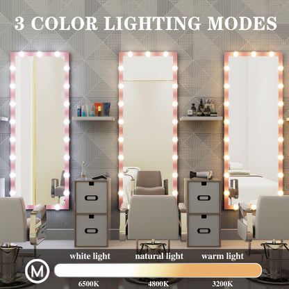 Hollywood LED Floor Mirror with Stand Pink