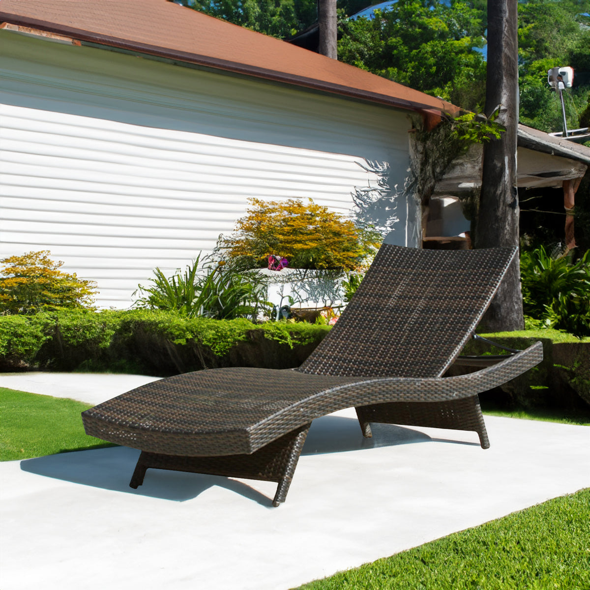 Wicker Chaise Lounge Chair Gray