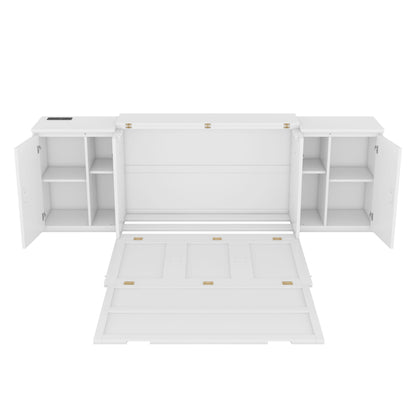 Full Size Murphy Bed with Storage and USB Ports