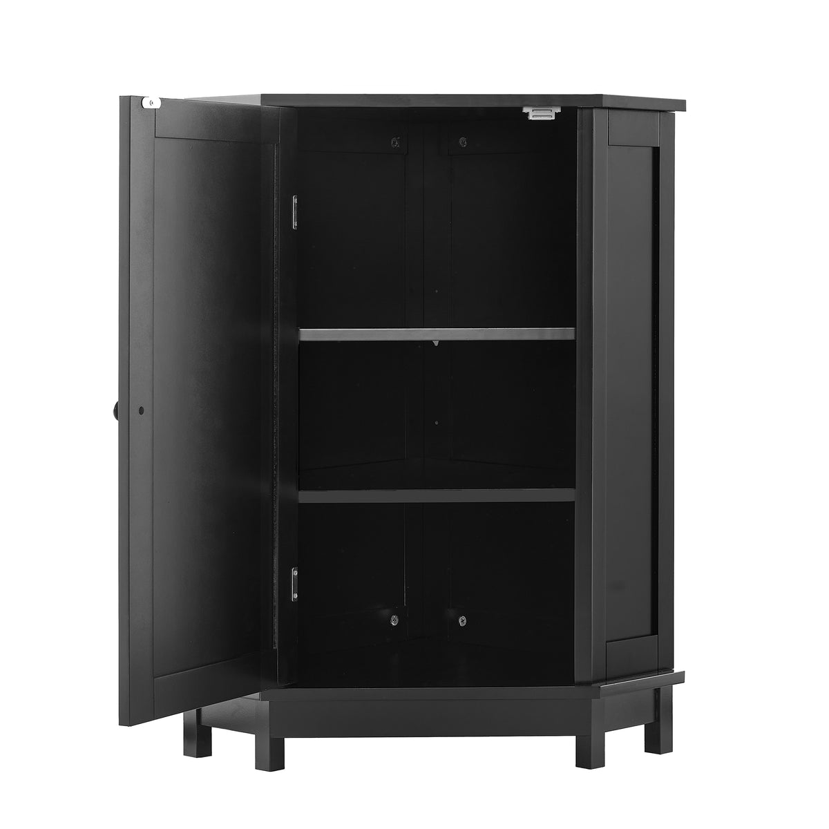 Black Corner Bathroom Storage Cabinet Adjustable Shelves