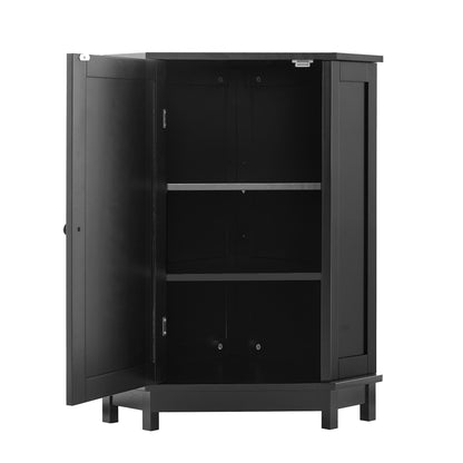 Black Corner Bathroom Storage Cabinet Adjustable Shelves