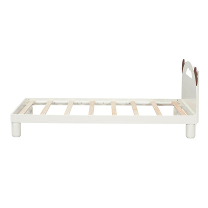 Twin Platform Bed with LED Headboard White