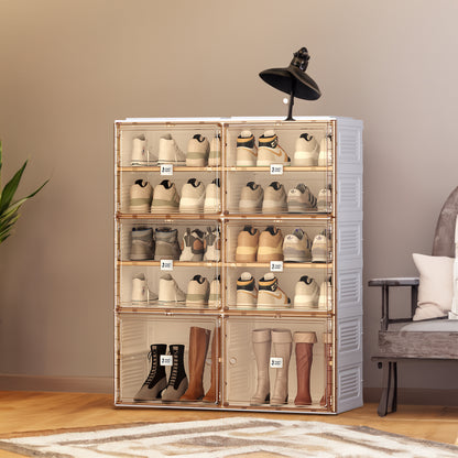 Stackable Shoe Storage Cabinet with Doors and Shelves