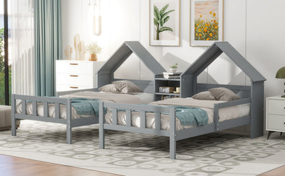 Double Twin Platform Bed Gray