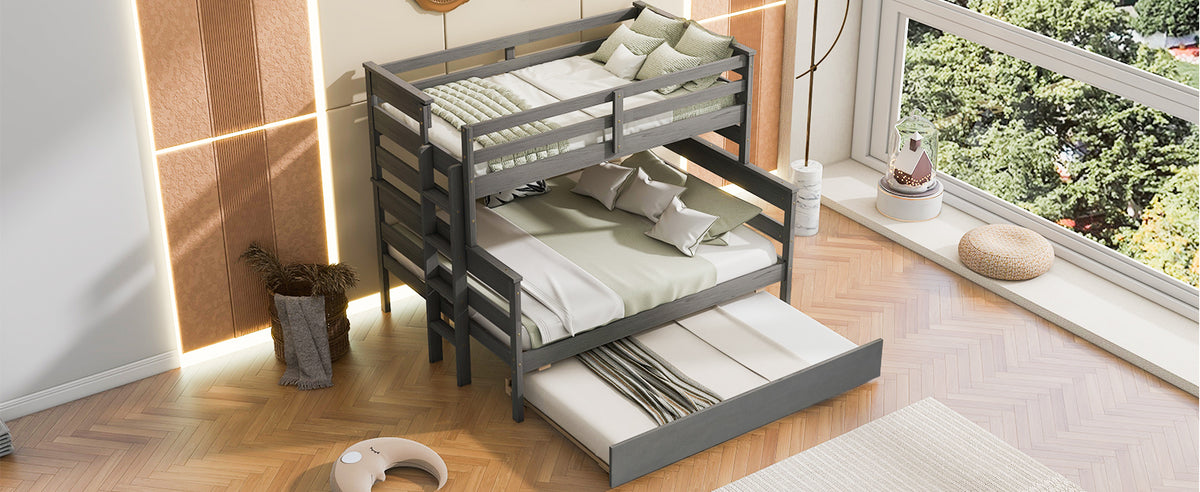 Twin Over Full Bunk Bed Gray