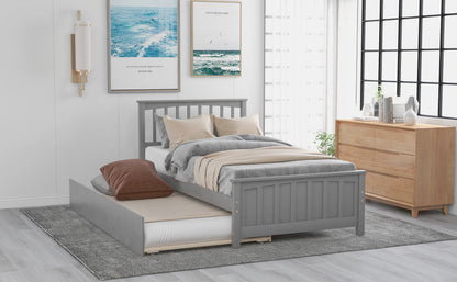 Twin Platform Bed with Trundle Gray