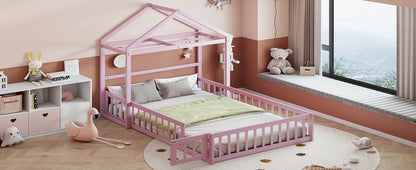 Full Wood Children’s Bed with Clothes Rack Pink