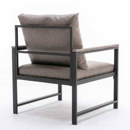 Faux Leather Accent Chair – Charcoal Gray
