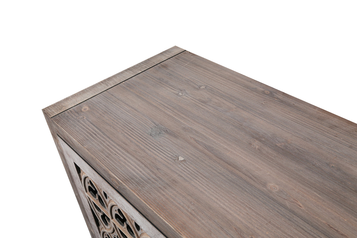 Four-Door Country Media Cabinet with Shelves Brown