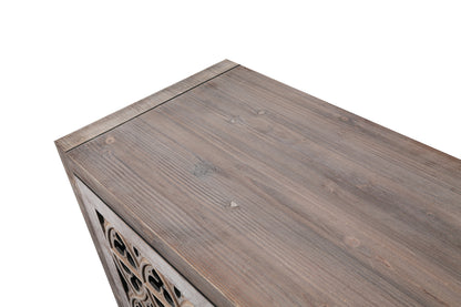 Four-Door Country Media Cabinet with Shelves Brown