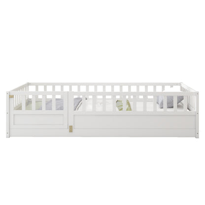 Montessori Floor Bed – White Wooden Frame