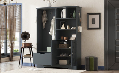 Hallway Storage Bench with Drawers Blue
