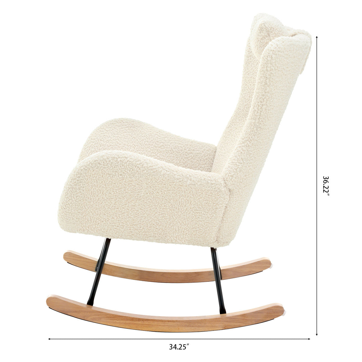 Modern Rocking Chair – Rubber Legs & Chenille Fabric