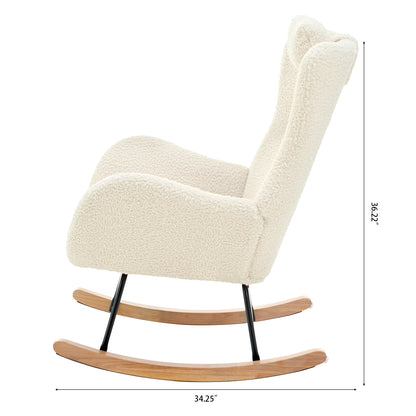 Modern Rocking Chair – Rubber Legs & Chenille Fabric