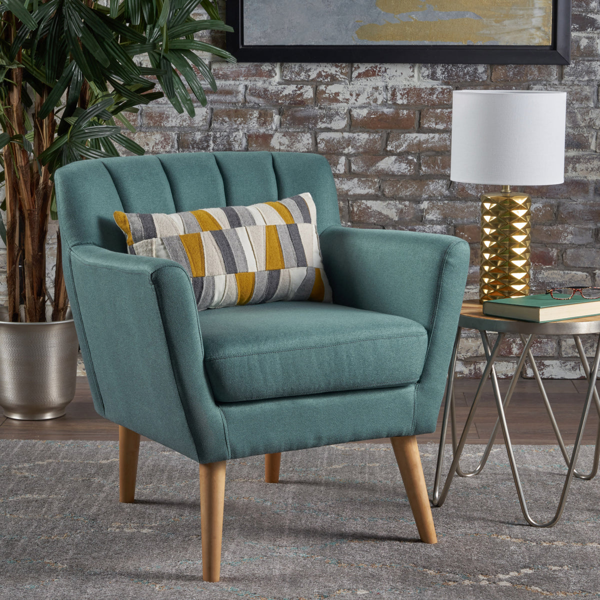 Mid-Century Dark Teal Accent Chair