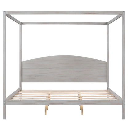 King Canopy Bed Gray Wash