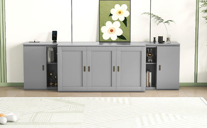 Queen Murphy Bed with Storage Gray