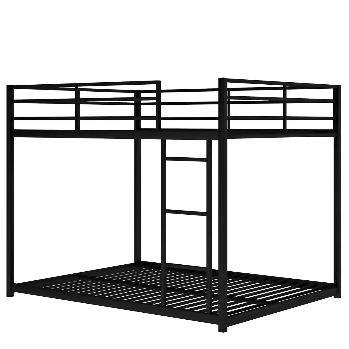 Full Metal Bunk Bed with Ladder Black