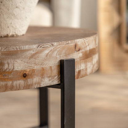 Retro Round Coffee Table – Metal & Wood
