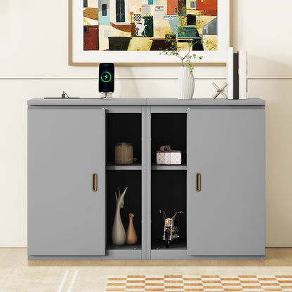 Full Murphy Bed with Shelves Gray