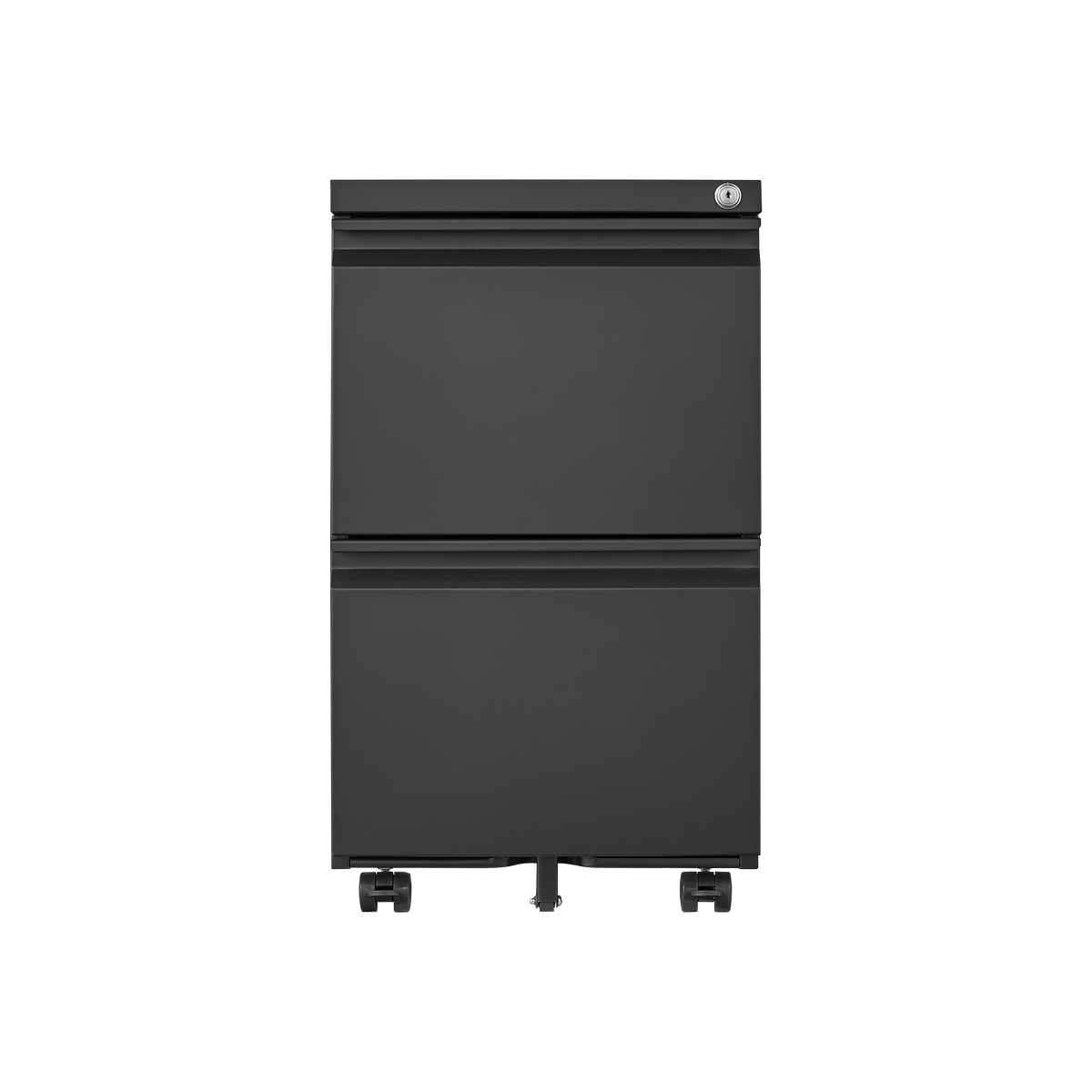 Black 2-Drawer Mobile File Cabinet – 25.6" High with Lock for Legal/Letter Size Files